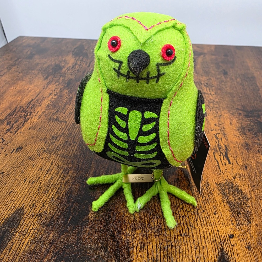 Hyde & Eek! "X-Ray" Owl‎ Skeleton Halloween Featherly Friends 2024 Green Black